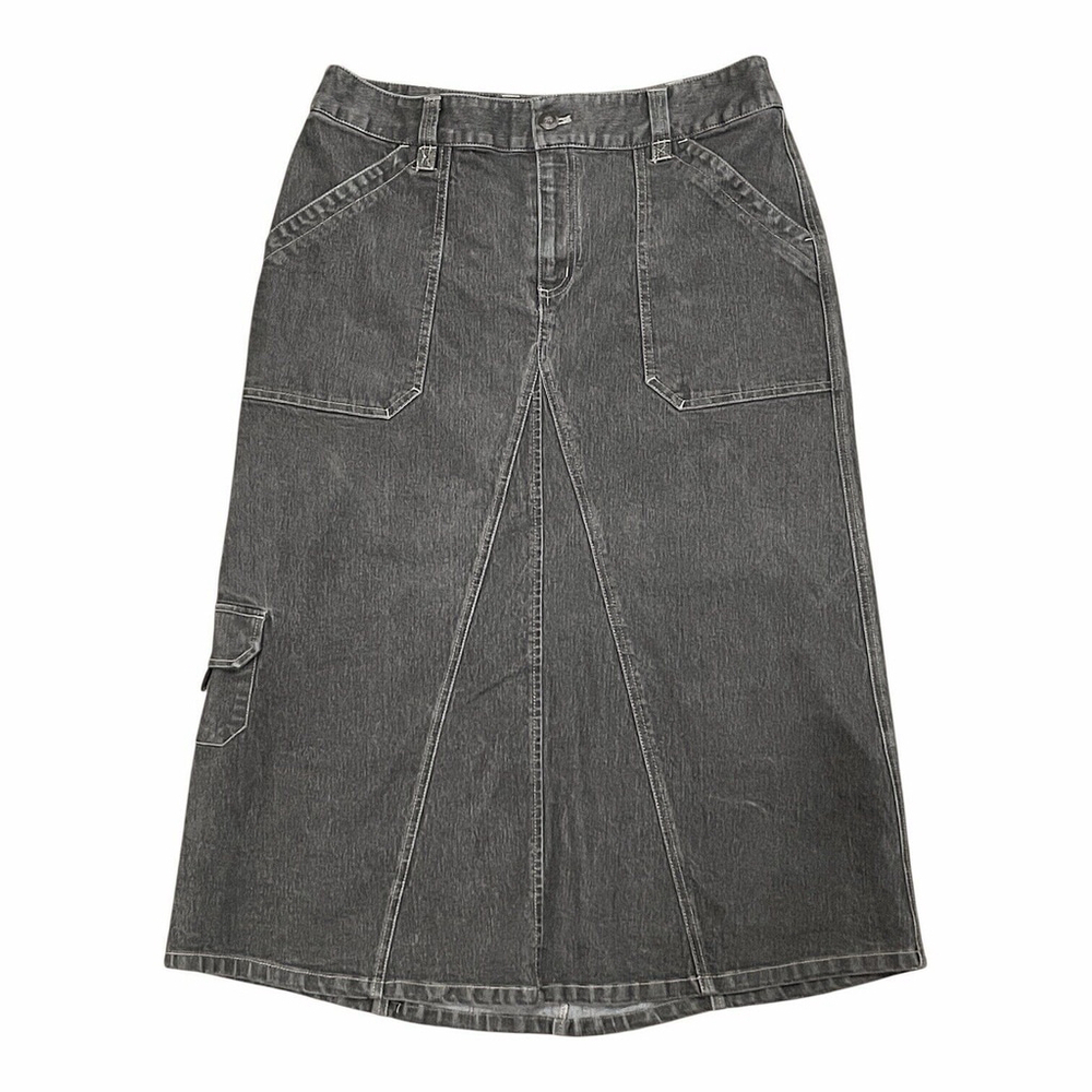 Vintage Duck Head Womens 8 Skirt Denim Jean Long Ankle Maxi Cargo Pockets Modest